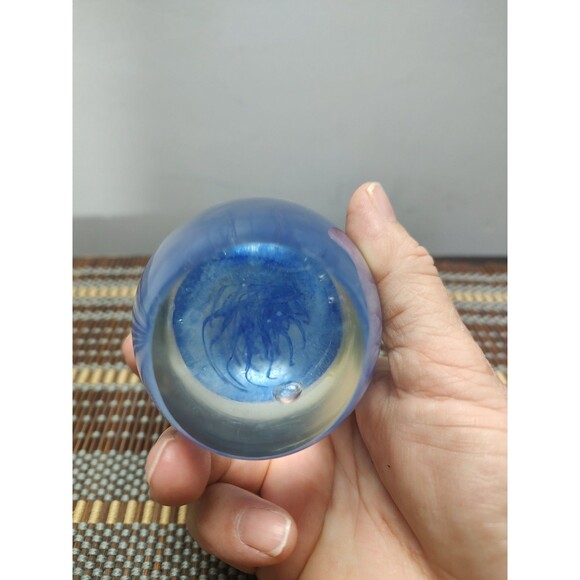 Blue Jelly Fish Art Glass Sculpture Paper Weight 4 Inches - Picture 8 of 13